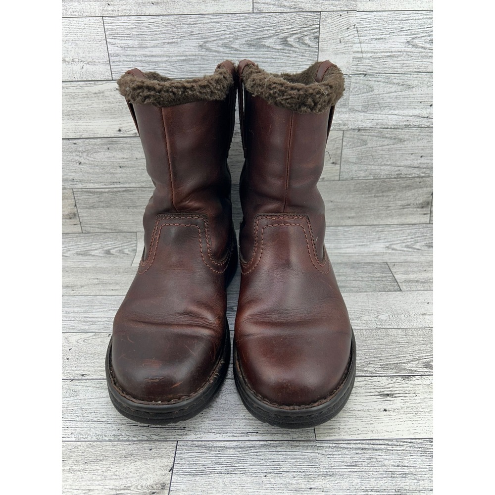 Ariat 20922 Brown Leather Faux Fur Lined Pull On Boots Women 7B 4LR Cushioning